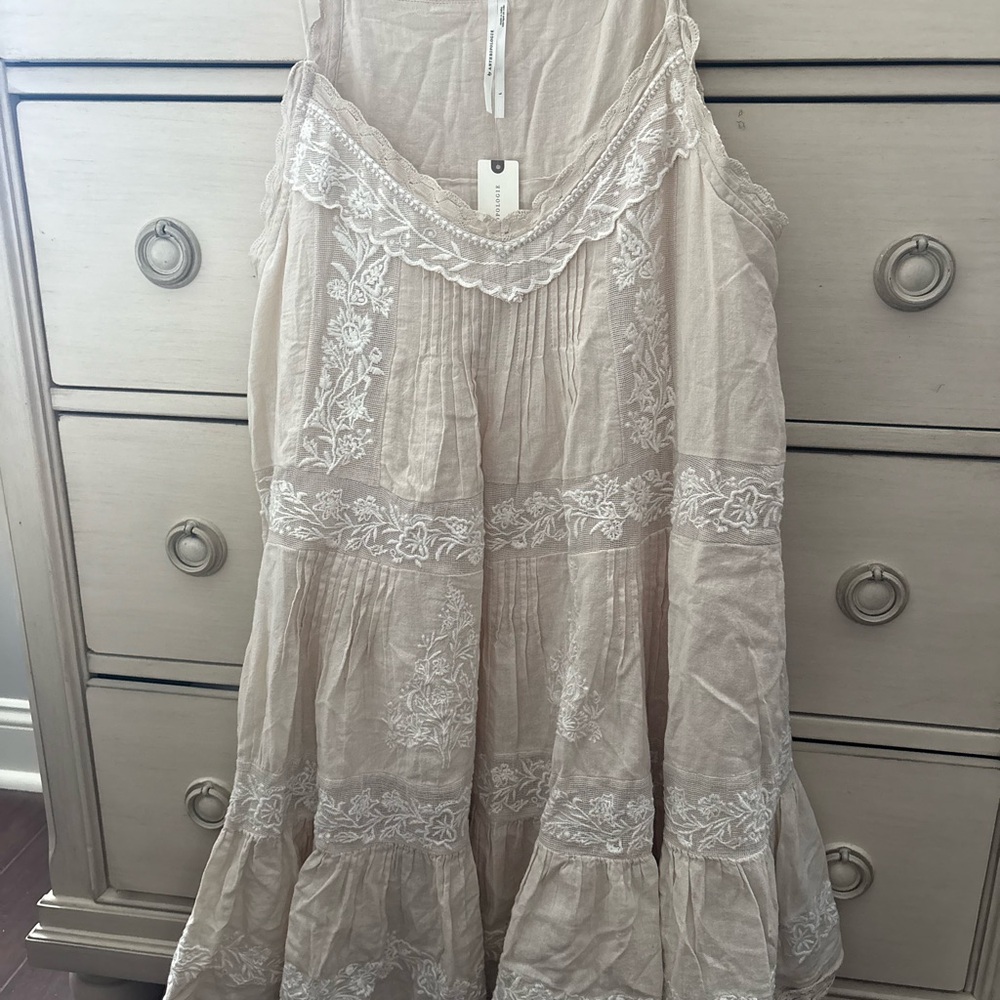 Anthropologie Cream Lace Mini Dress